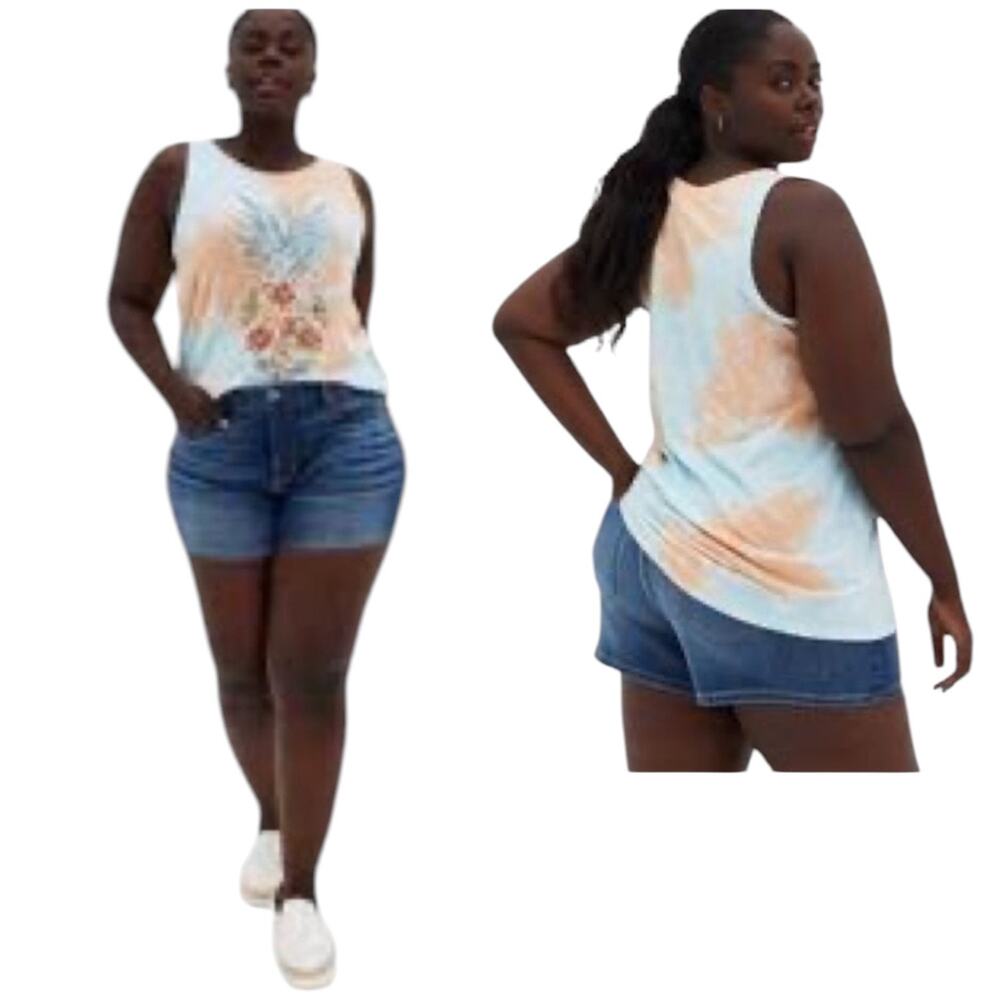 Women's Torrid 1 Classic Fit Tie Dye Pineapple Tank Top Comfy Lounge Sporty Gym